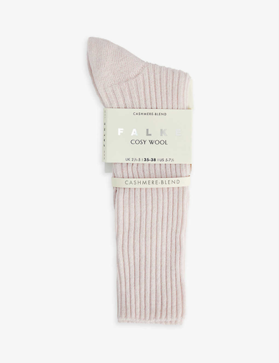 Falke Cosy Wool Ribbed Calf-length Wool-blend Socks In Light Pink