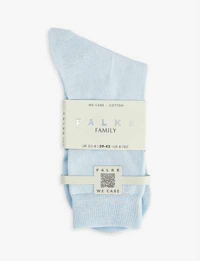 Falke Family Brand-print Stretch-cotton Blend Socks In 6594 Light Blue