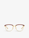 Gucci Gg1132s Rectangular-frame Metal Optical Glasses In Gold