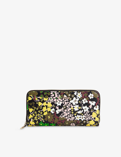 Ted Baker Ditsiel Ditsy-floral Leather Zip-around Purse In Black