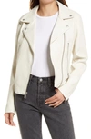 Levi's Women's Faux-leather Belted Hem Moto Jacket In Oyster