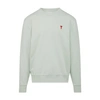 Ami Alexandre Mattiussi Ami De Coeur Crewneck Long In Pale Green