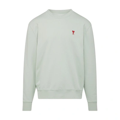 Ami Alexandre Mattiussi Ami De Coeur Crewneck Long In Pale Green