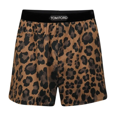 Tom Ford Boxer Shorts With Logo In Light Brown
