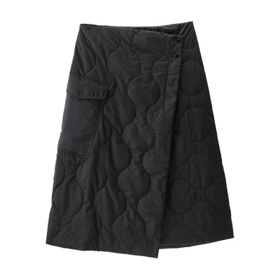 Woolrich Silky Crinkle Skirt In Black