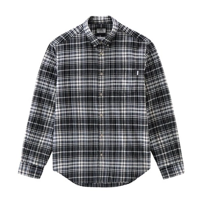 Woolrich Light Flannel Madras Shirt In Black Check