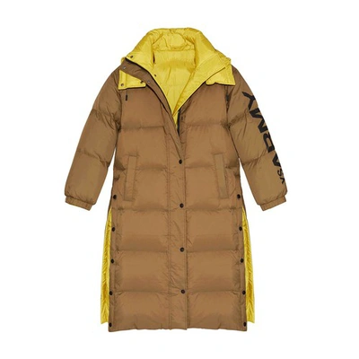 Yves Salomon Reversible Two-color Puffer Jacket In Kaki Jaune