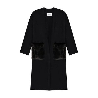 Yves Salomon Knit Longline Cardigan In Noir