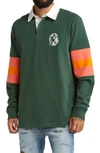 Billionaire Boys Club North Star Rugby Stripe Long Sleeve Polo In Pineneedle