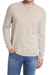 Nordstrom V-neck Cashmere Sweater In Tan Oxford Heather