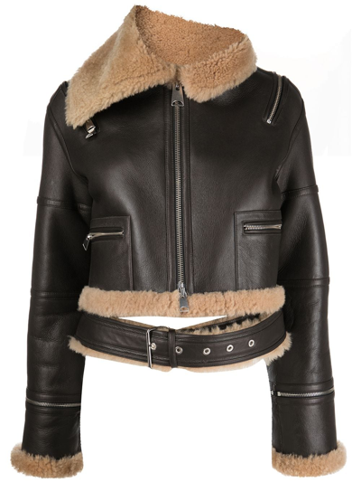 Monse Cropped Shearling Jacket In Schwarz