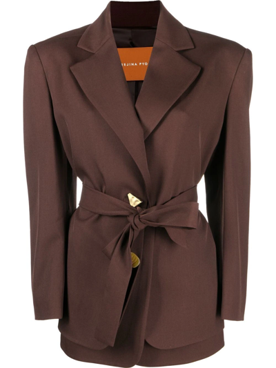 Rejina Pyo Red Simone Single-breasted Wool Blazer In Brown