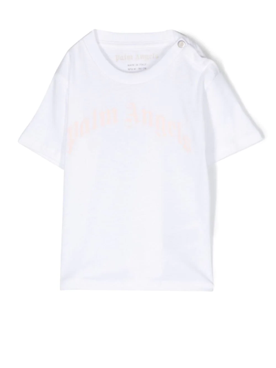 Palm Angels Babies' Logo-print Cotton T-shirt In Weiss