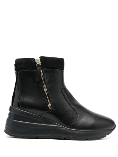 Geox Zosma Leather Ankle Boots In Black