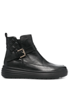 Geox Phaolae Leather Ankle Boots In Black
