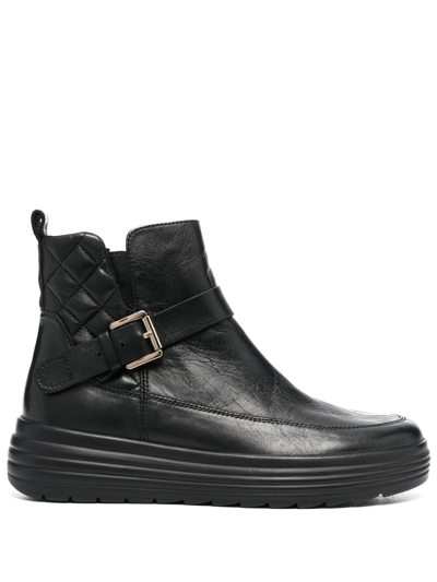 Geox Phaolae Leather Ankle Boots In Black