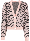 Alessandra Rich Zebra Pattern Knitted Cardigan In Pink