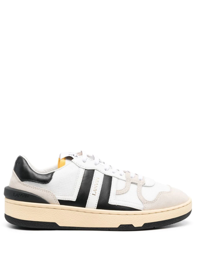 Lanvin Clay Calfskin Leather And Mesh Sneakers In White