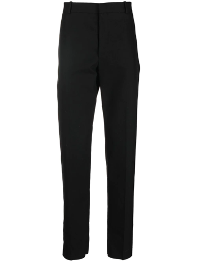 Alexander Mcqueen Pressed-crease Slim Tailored Trousers In Schwarz