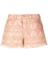 Rrl Geometric Frayed-edge Shorts In Nude