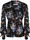 Rabanne Floral Layered Cuff Blouse In Black