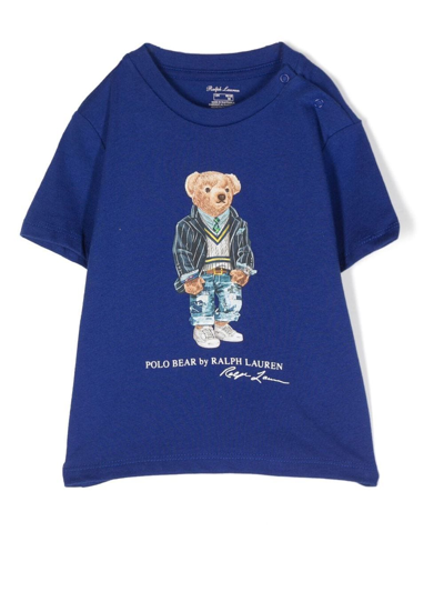 Ralph Lauren Babies' Polo Pony Cotton T-shirt In Blau