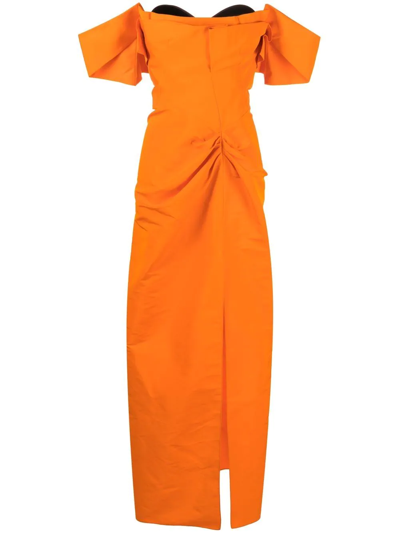 Alexander Mcqueen Strapless Tailored Dress In Orange