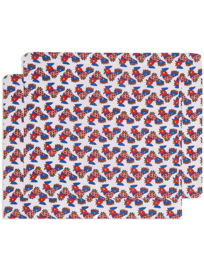 La Doublej All-over Print Tablemat Set In Weiss