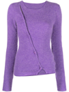 Jacquemus Pau Alpaca-blend Asymmetric Button Sweater In Violett