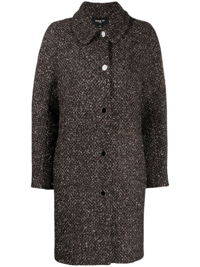 Paule Ka Herringbone Virgin Wool-silk Blend Coat In Schwarz