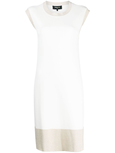 Paule Ka Metallic-trim Stretch-dress In Weiss