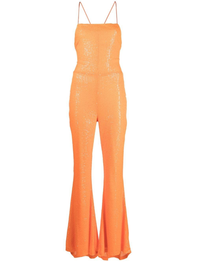 Rotate Birger Christensen Sequin-embellished Jumpsuit In Orange