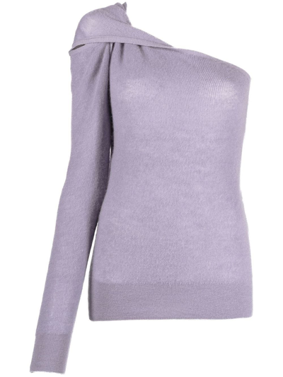 Iro One-shoulder Knitted Top In Violett