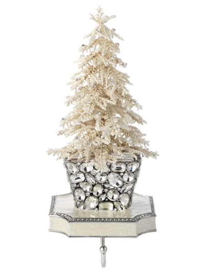 Olivia Riegel Frosty Holiday Flocked Crystal Tree Stocking Holder In White