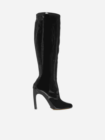 Dries Van Noten Patent-leather Knee Boots In Black