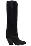 Isabel Marant Lomero Boots In Black Leather In Faded Black