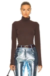 Sprwmn City Long Sleeve Top In Dark Chocolate
