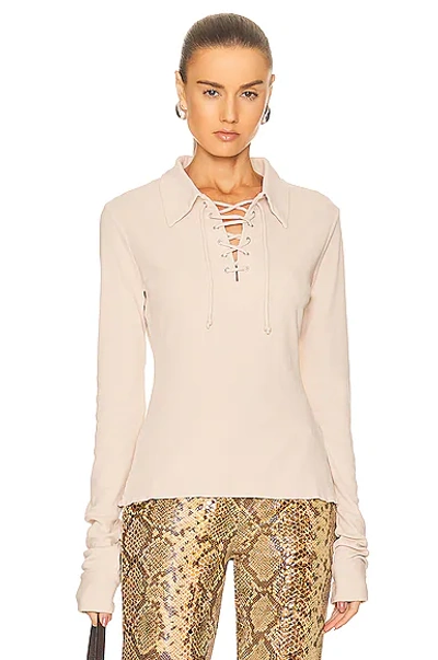 Acne Studios Lace-up Knit Top In Champagne Beige
