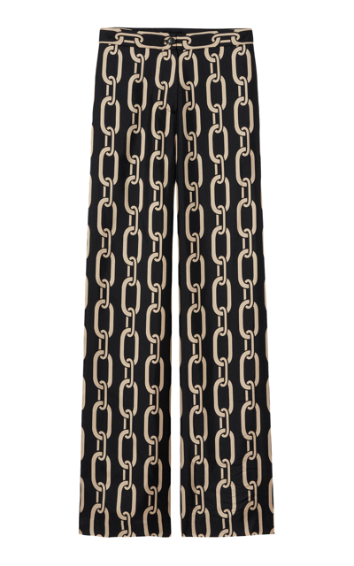 Nili Lotan Women's Germain Chain-print Satin Pants In Big Chain Gold/black