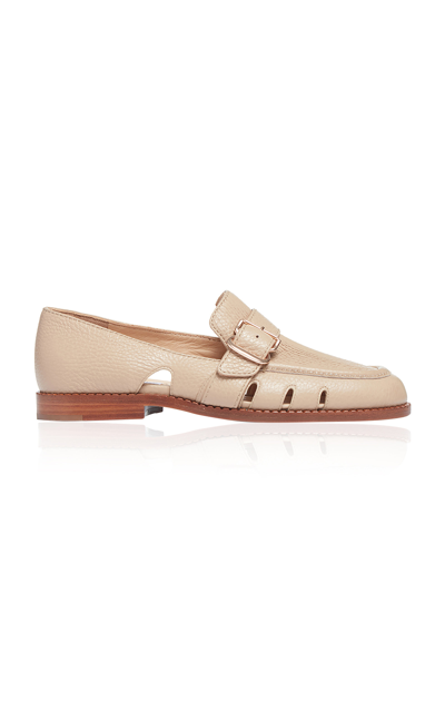 Gabriela Hearst Symon Cutout Textured-leather Loafers In Dark Camel