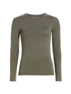 Majestic Soft Touch Crewneck Long-sleeve Top In Militare