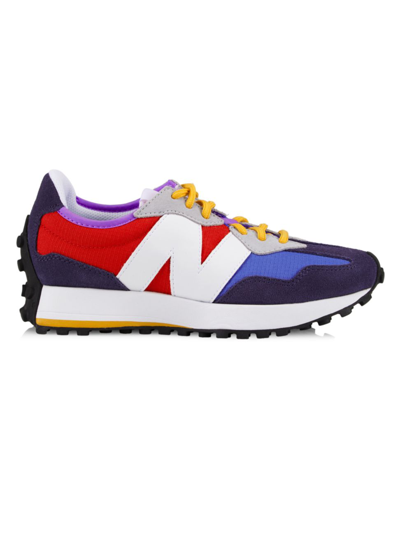 New Balance Women's 327 Ws327tm Suede And Mesh Colorblocked Sneakers In Purple/blue/white