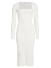 Victoria Beckham Vb Body Fitted Square Neck Midi Dress In White