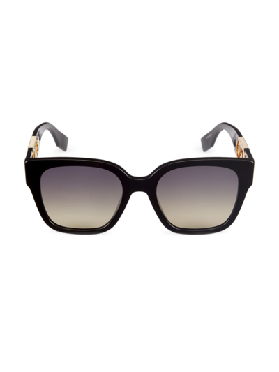 Fendi O'lock Polarized Square Sunglasses, 54mm In Black
