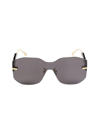 Fendi Graphy Rectangular Mask Sunglasses In Gray Solid