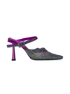 Benedetta Bruzziches Crystal Mesh Buckle Sandals In Purple