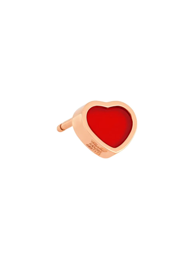 Chopard Women's My Happy Hearts 18k Rose Gold & Carnelian Heart Single Stud Earring In Pink