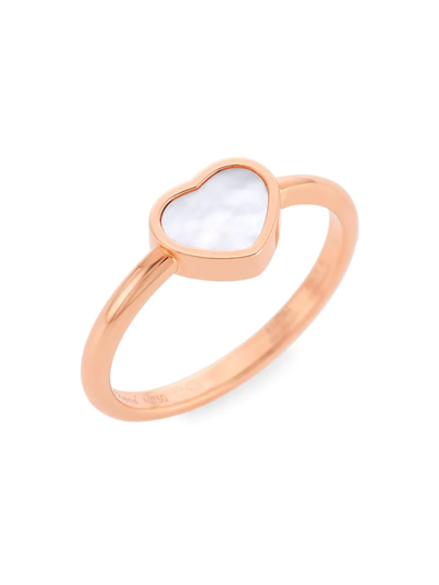 Chopard Women's My Happy Hearts 18k Rose Gold & Mother-of-pearl Ring In Pink