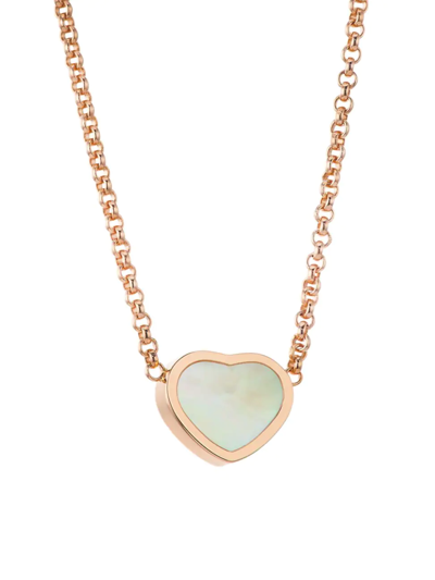 Chopard Women's My Happy Hearts 18k Rose Gold & Mother-of-pearl Heart Pendant Necklace In Pink