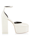 Paris Texas 130mm Dalilah Patent Platform Pumps In White